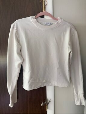 Athleta Cream Long-Sleeve Crewneck Sweatshirt